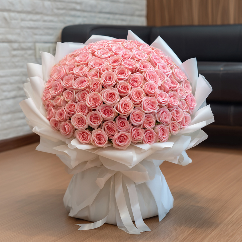 How much does it cost to congratulate a promotion with pink roses in Tampines?