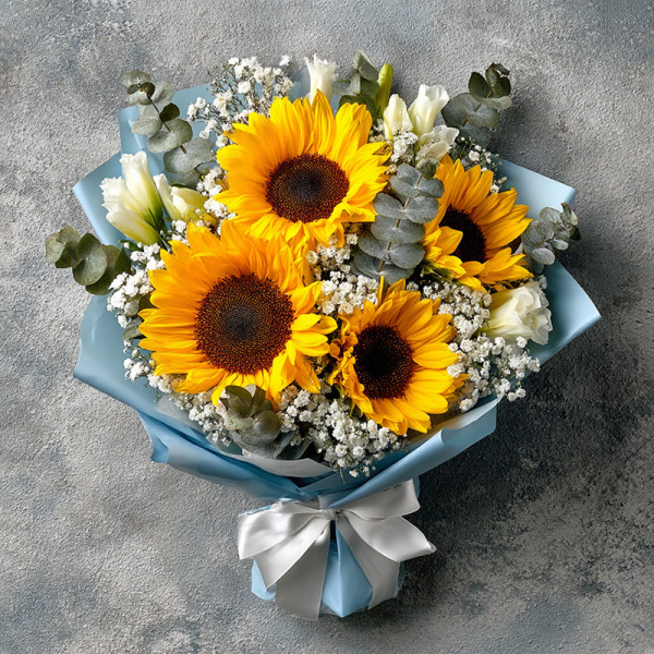 Radiance of Hope – A Sunflower Dream with Starlit Whites and Silver Morning Light